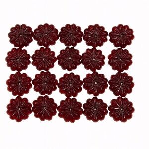 20 Vintage Czech Rosettes w/ Center Hole Garnet Colored